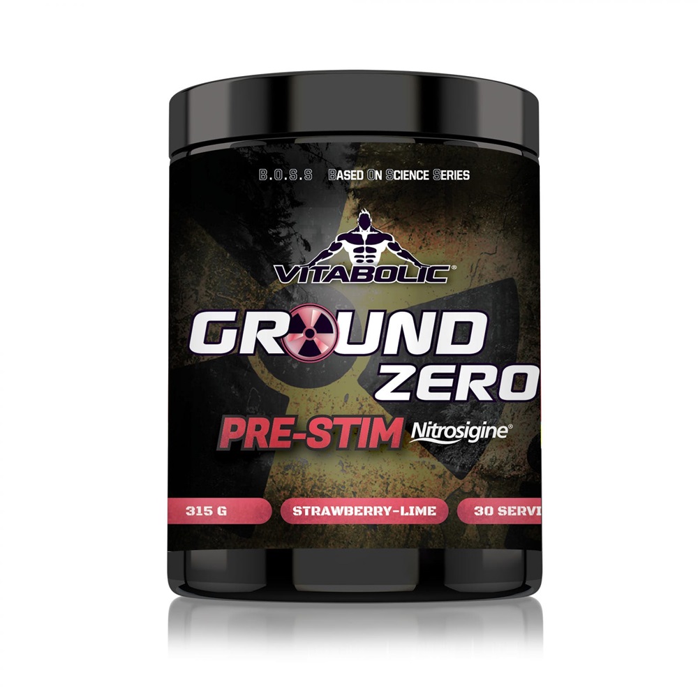 Pudra pre-workout Strawberry Lime Ground Zero Pre-Stim Nitrosigine, 315 g, Vitabolic