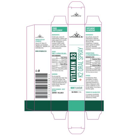 Spray oral cu Vitamina D3+K2, 25 ml, Vitabolic 705496