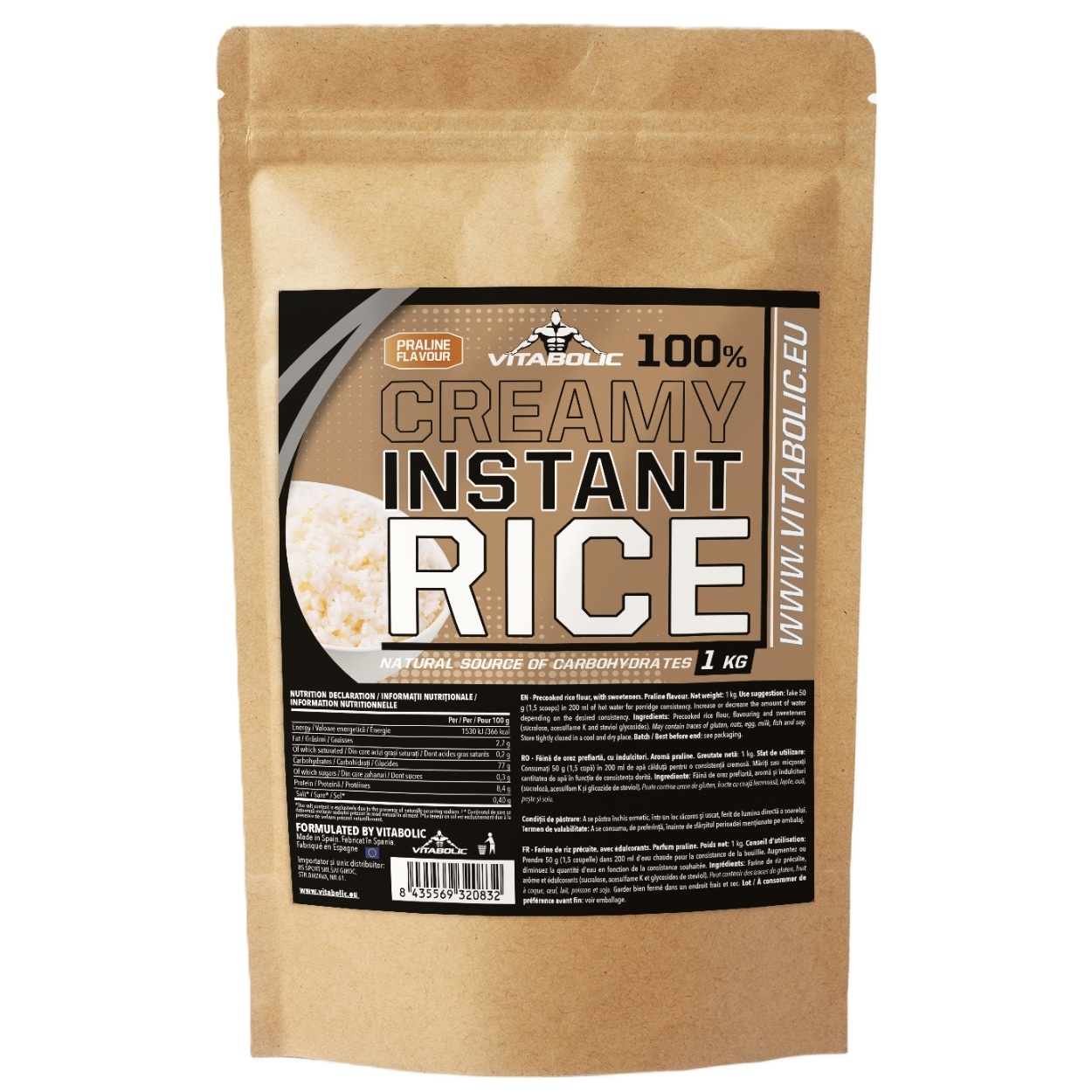 Orez instant cremos Praline, 1 Kg, Vitabolic