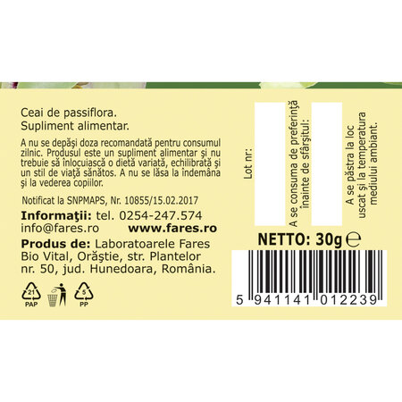 Ceai Passiflora N 154, 30 g, Fares 618444