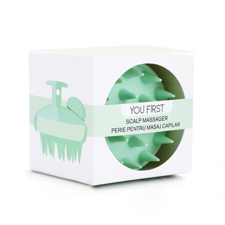 Perie silicon de masaj capilar cu dispenser de sampon, verde, 1 bucata, You First 618674