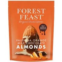 Migdale in ciocolata cu lapte si aroma de portocola de Valencia, 120 g, Forest Feast