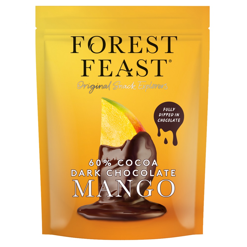 Felii de mango invelite in ciocolata belgiana neagra, 100 g, Forest Feast