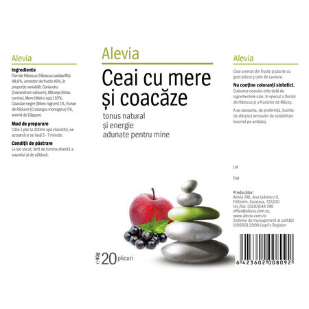 Ceai cu mere si coacaze, 20 plicuri, Alevia 618770