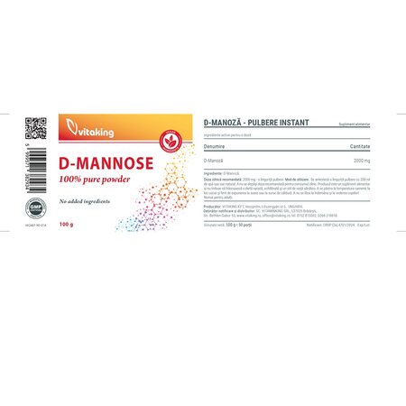 Pulbere D-Manoza, 100 g, Vitaking 704398