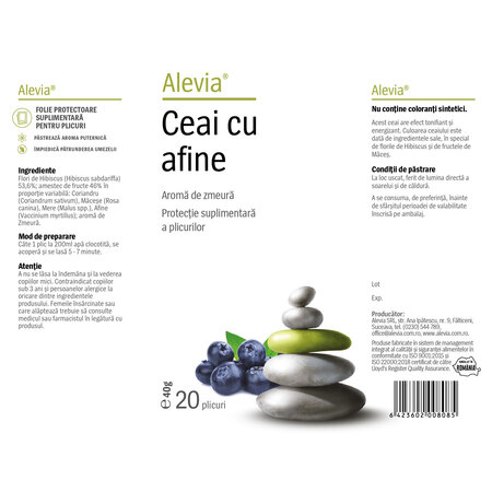 Ceai cu afine, 20 plicuri, Alevia 618789