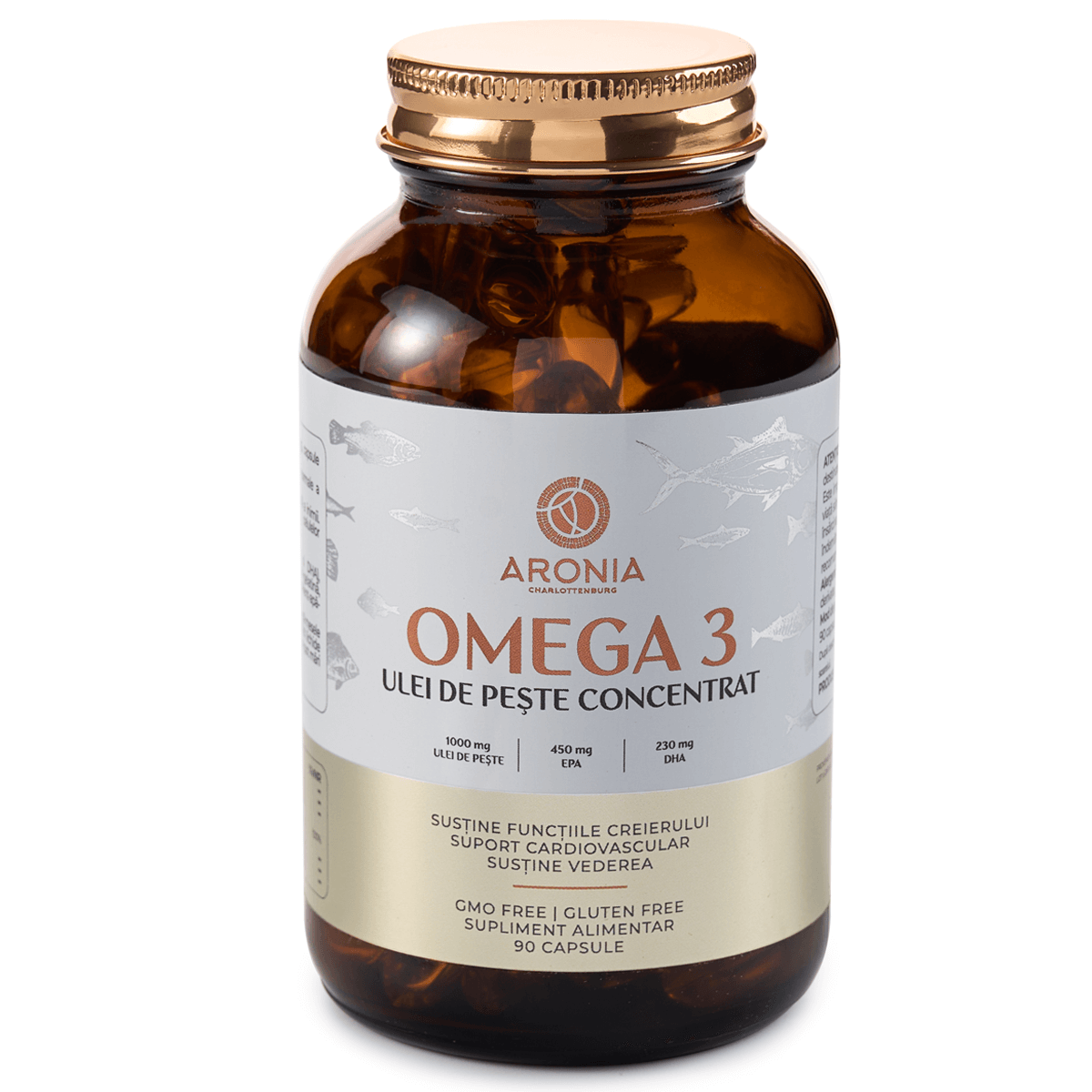 Omega 3, ulei de peste concentrat 450 EPA 230 DHA, 1000mg, 90 capsule, Aronia Charlottenburg