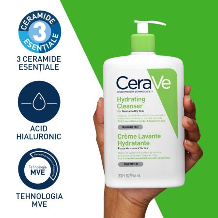 Gel de spalare hidratant pentru piele normal-uscata, 976 ml, CeraVe 675211