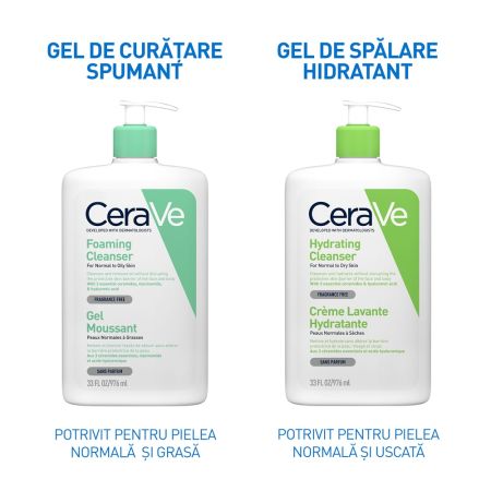 Gel de curatare spumant pentru piele normal-grasa, 976 ml, CeraVe 675189