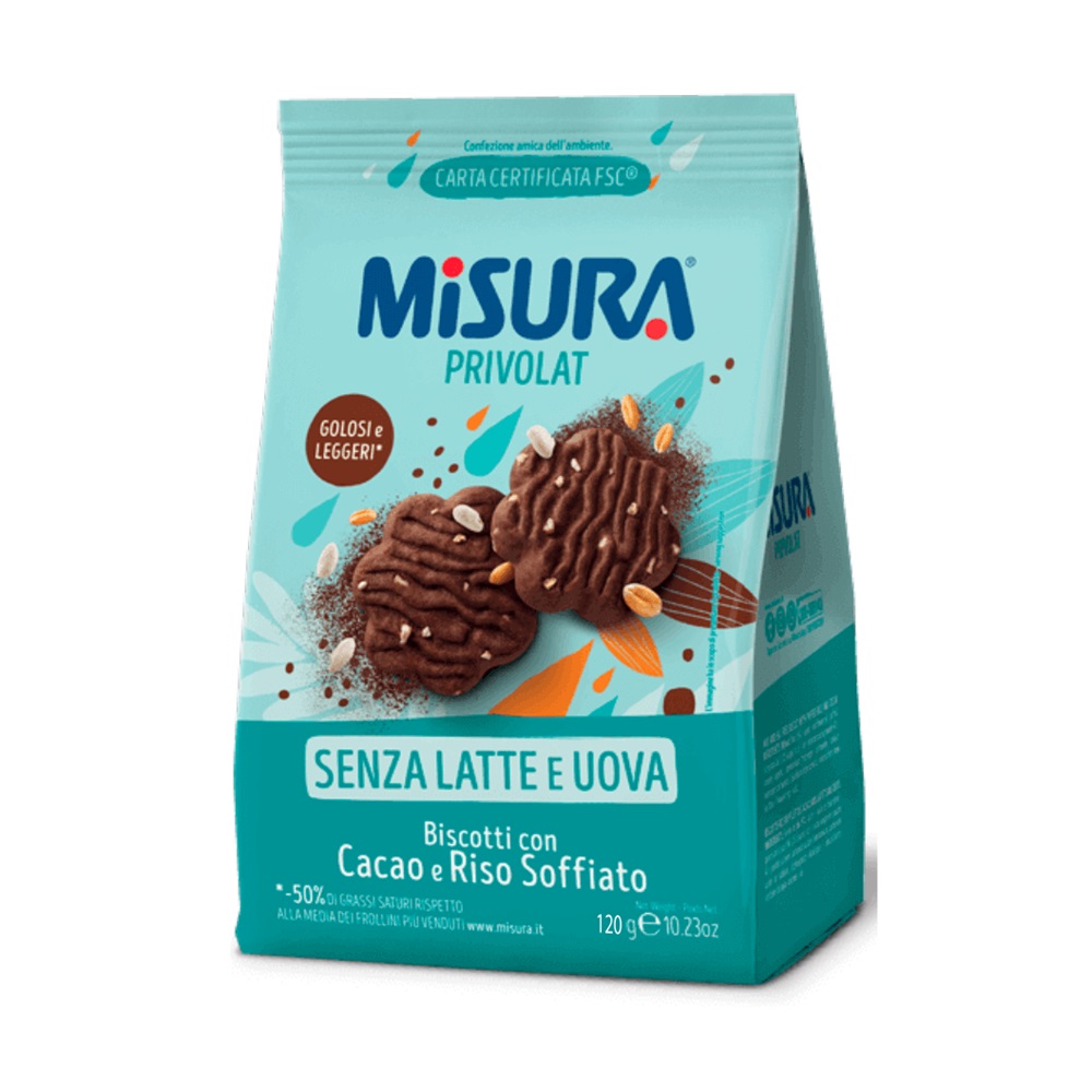 Biscuti cu cacao si orez expandat, 120 g, Misura