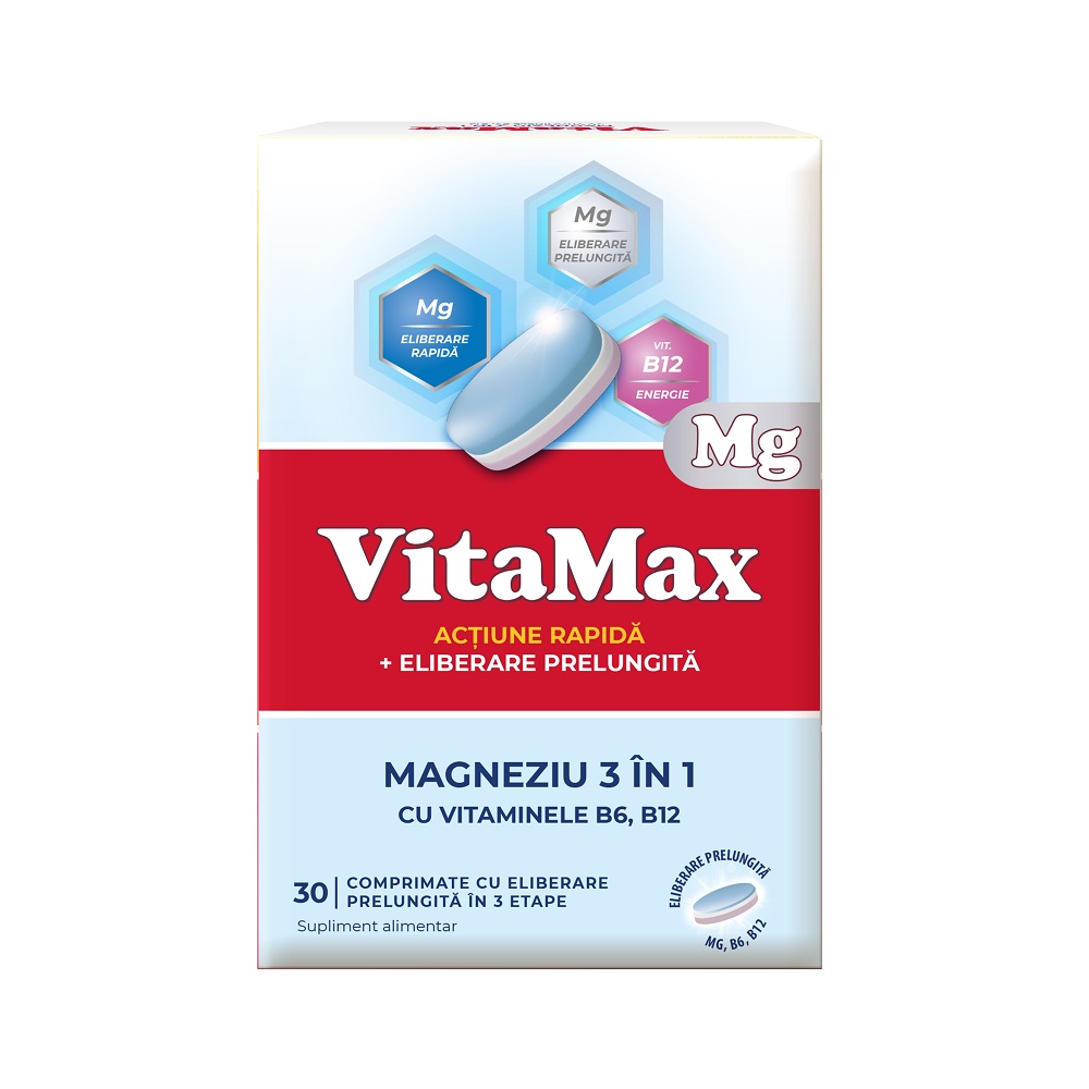 VitaMax Magneziu 3in1, 30 comprimate, Perrigo