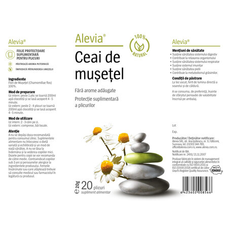 Ceai de musetel, 20 plicuri, Alevia 618982
