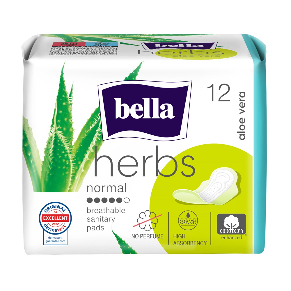 Absorbante igienice cu aloe vera Herbs, 12 bucati, Bella