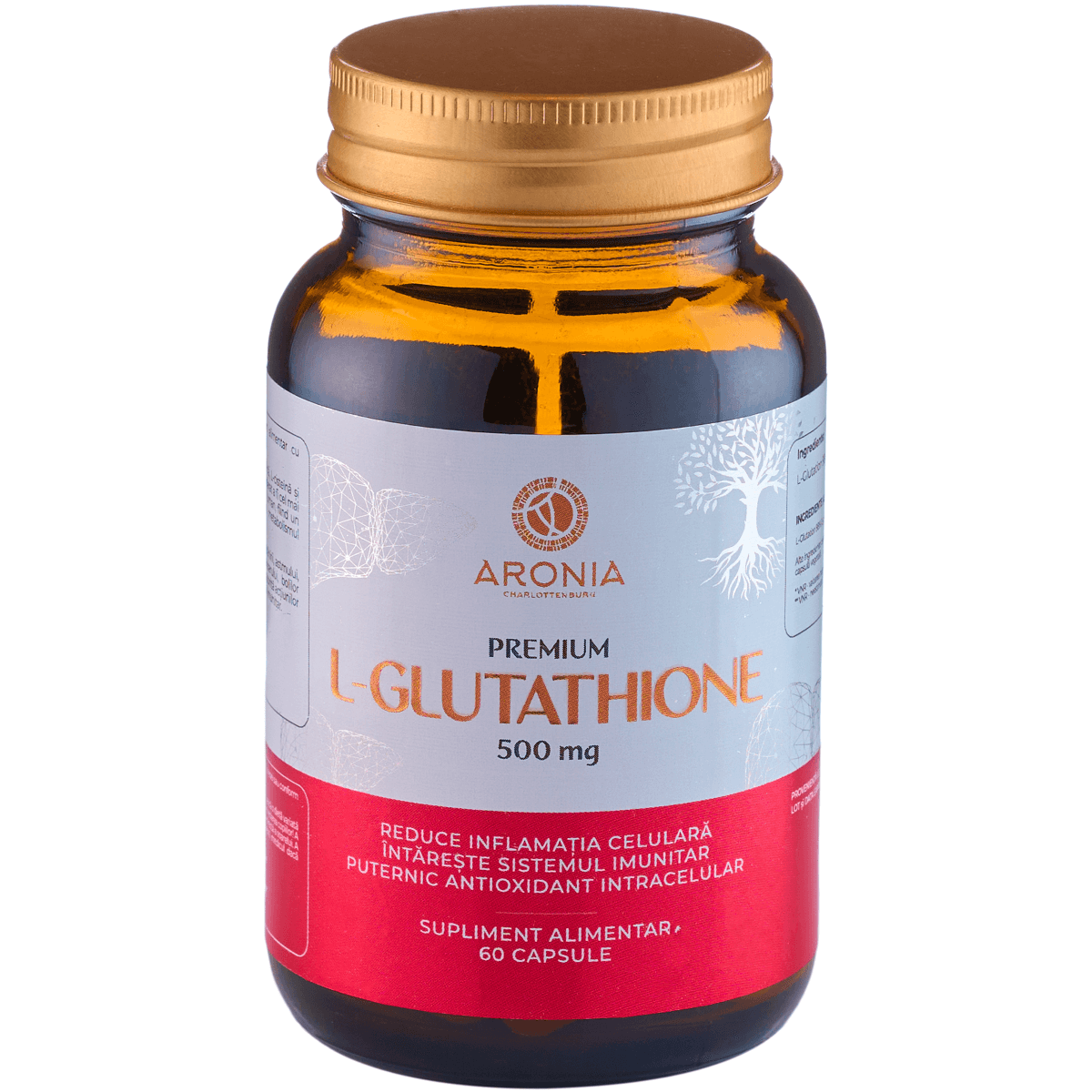 Premium L-Glutathione, 500 mg, 60 capsule, Aronia Charlotte : Farmacia ...