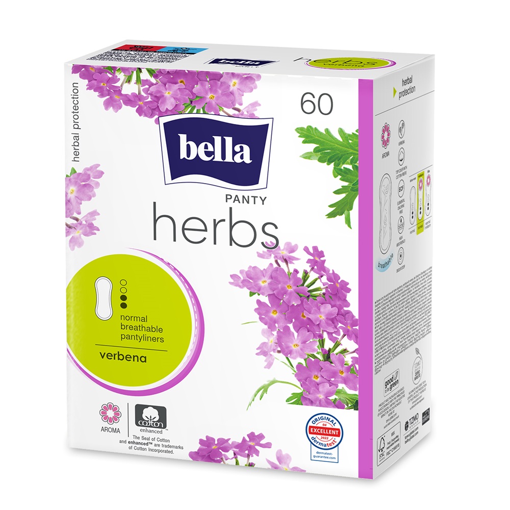 Absorbante zilnice cu verbena Panty Herbs, 60 bucati, Bella