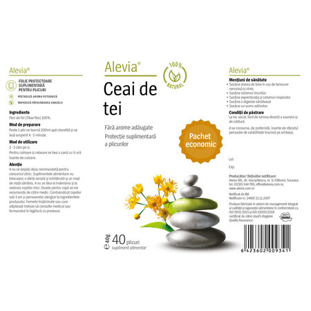Ceai de tei, 40 plicuri, Alevia 619060