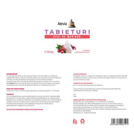 Ceai de merisor Tabieturi, 12 plicuri, Alevia 619090