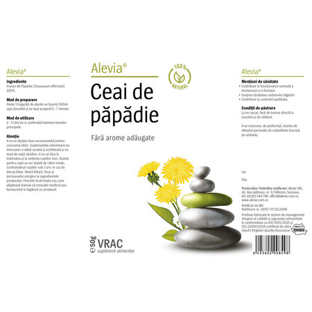 Ceai de papadie, 50 g, Alevia 619228