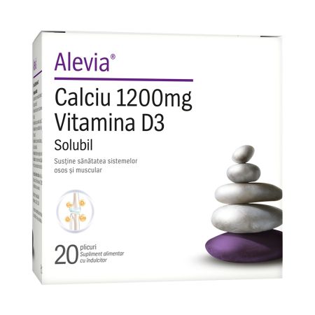 Calciu 1200mg Vitamina D3, 20 plicuri, Alevia