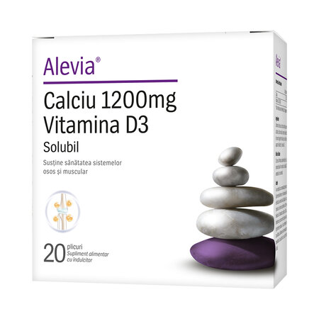 Calciu 1200 mg + Vitamina D3, 20 plicuri, Alevia 700972