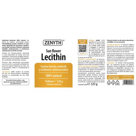 Lecitina din floarea soarelui, 120 g, Zenyth 702358