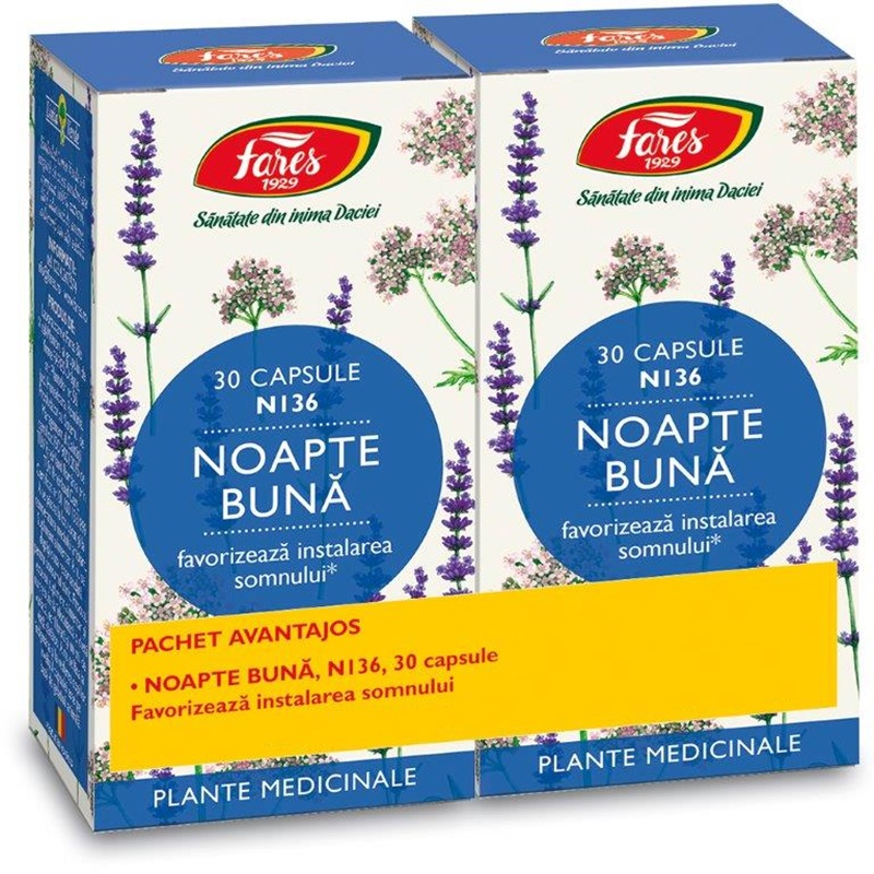 Pachet Noapte buna N136, 2x30 capsule, Fares