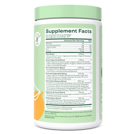 Amestec de super alimente verzi cu aroma de mango Bloom Greens&Superfoods-Mango, 141 g, Bloom 619629