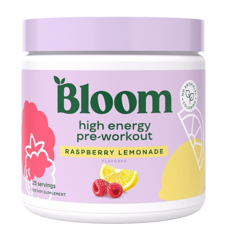 Pre Workout pentru femei Raspberry & Lemonade Bloom High Energy, 207.5 g, Bloom