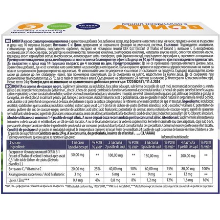 Pastile de supt cu aroma de coacaze negre, 24 bucati, Bonita 713207