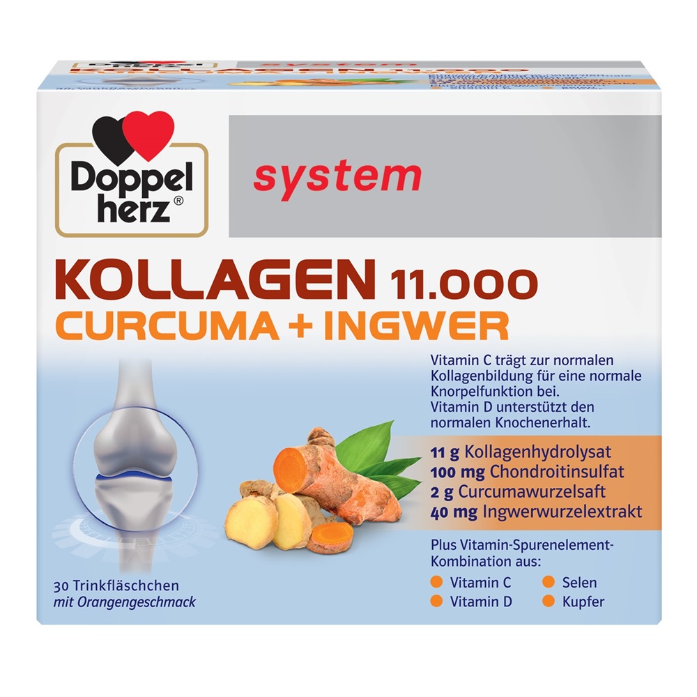 Kollagen 11.000 Curcuma + Ghimbir, 30 flacoane, Doppelherz