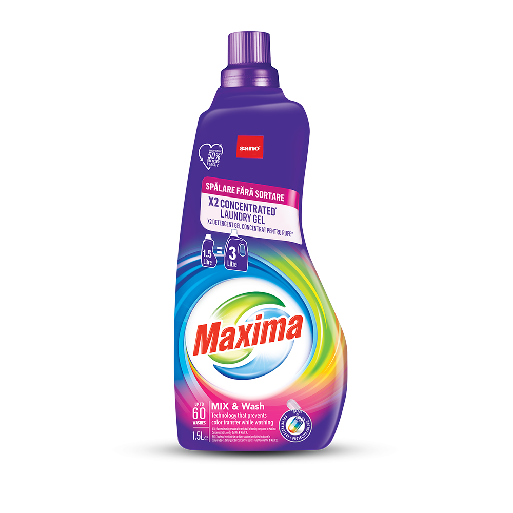 Detergent gel pentru rufe concentrat Maaxima Mix&Wash, 1500 ml, Sano