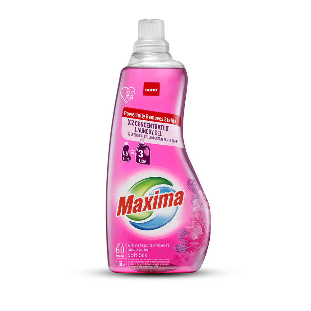 Detergent gel concentrat pentru rufe Maxima Soft Silk, 1500 ml, Sano