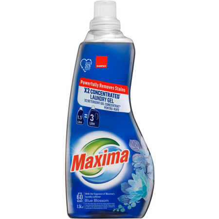 Detergent gel concentrat pentru rufe Maxima Blue Blossom, 1500 ml, Sano