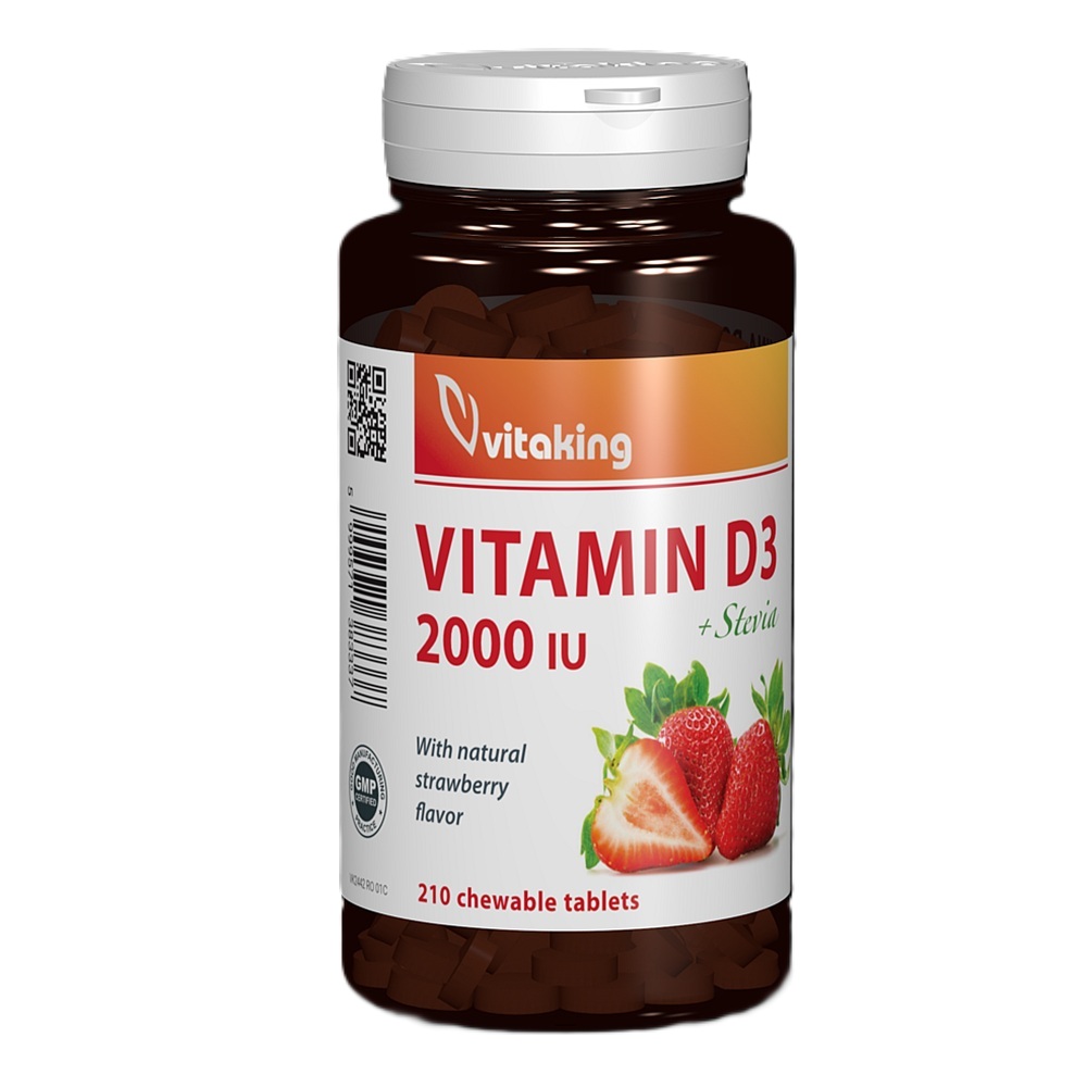 Vitamina D, 2000 UI, 210 comprimate masticabile, Vitaking