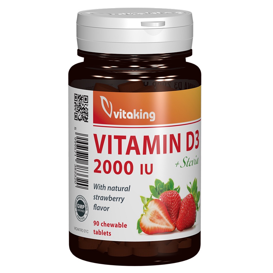 Vitamina D, 2000 UI, 90 comprimate masticabile, Vitaking