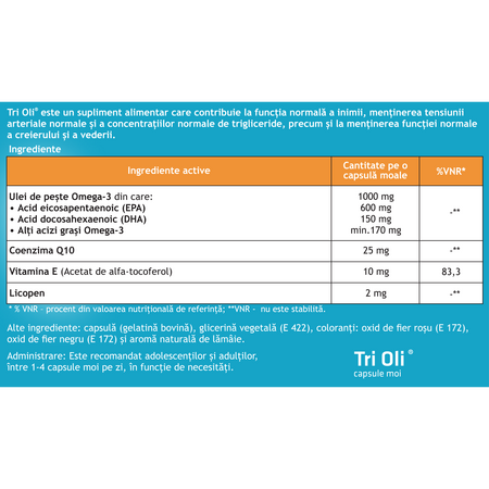 Ulei de peste Tri Oli, 30 capsule moi, Antibiotice Sa 634270