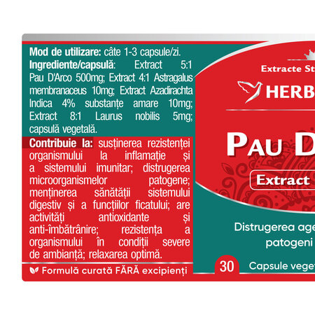 Pau D'Arco, 30 capsule, Herbagetica 688876