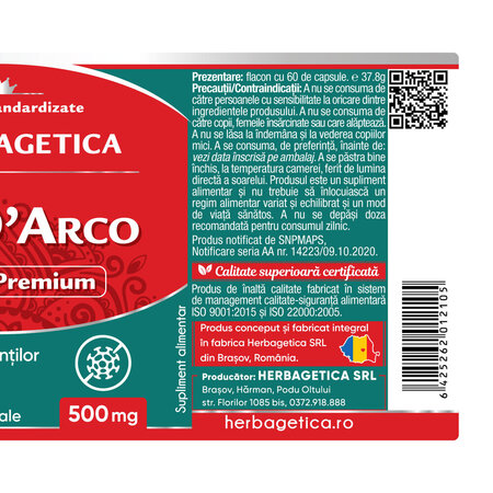 Pau D'Arco, 60 capsule, Herbagetica 688872