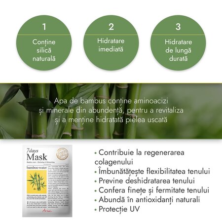 Masca servetel cu apa de bambus 7 Days Mask, 20 g, Ariul 707113