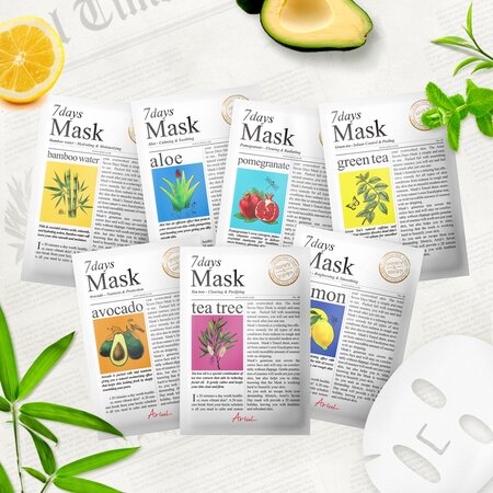 Masca servetel cu apa de bambus 7 Days Mask, 20 g, Ariul 707114
