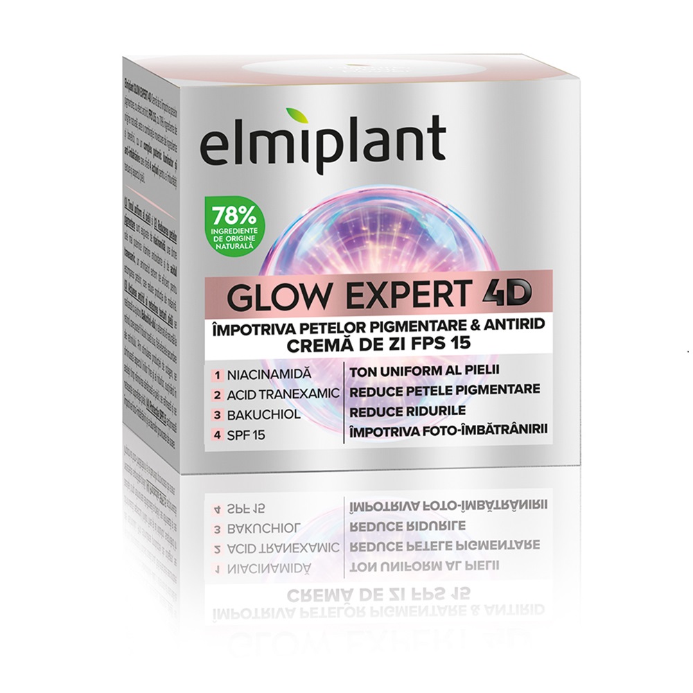 Crema de zi Glow Expert 4D, 50 ml, Elmiplant