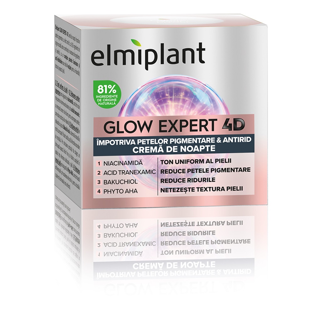 Crema de noapte impotriva petelor pigmentare Glow Expert 4D, 50 ml, Elmiplant