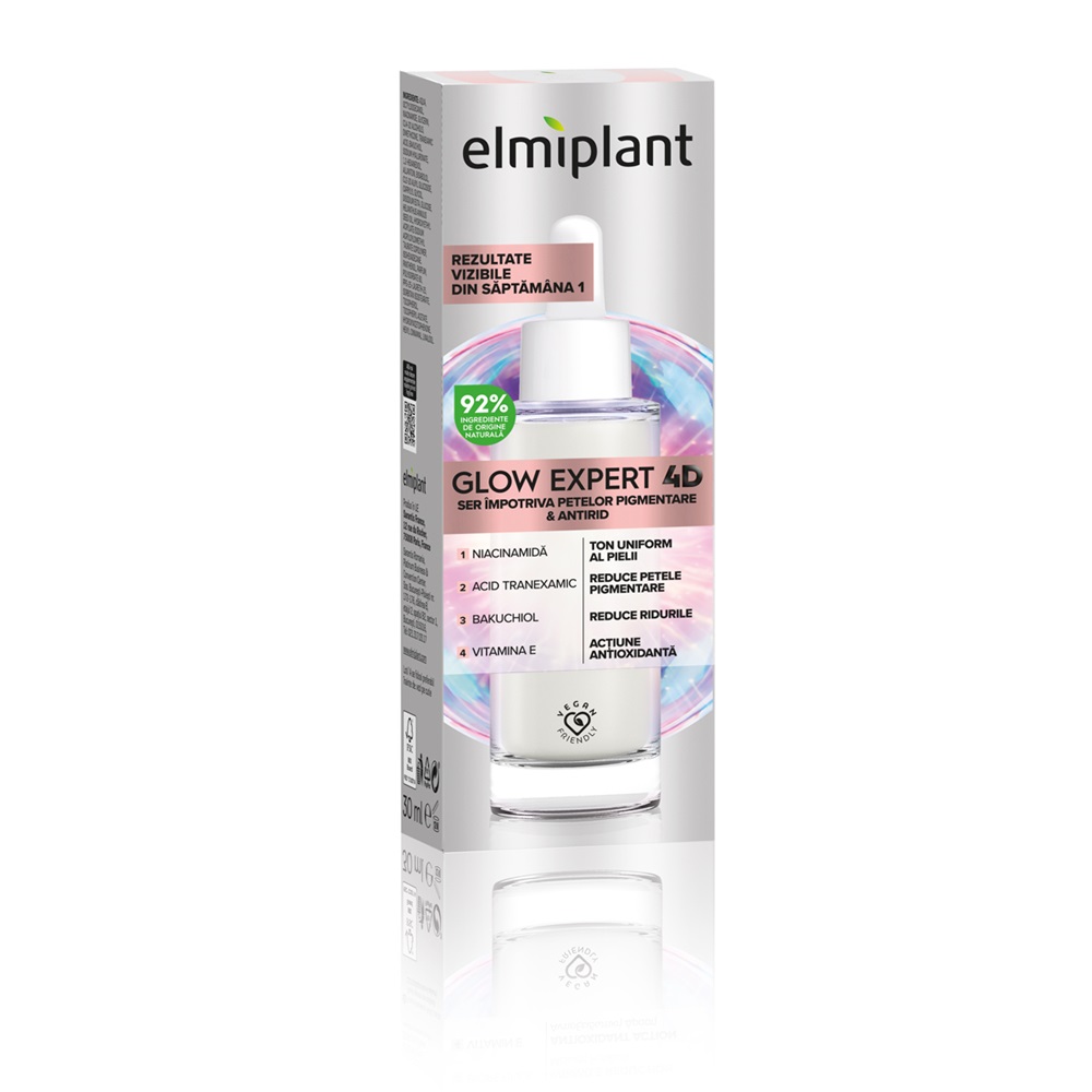 Ser pentru fata impotriva petelor pigmentare Glow Expert 4D, 30 ml, Elmiplant