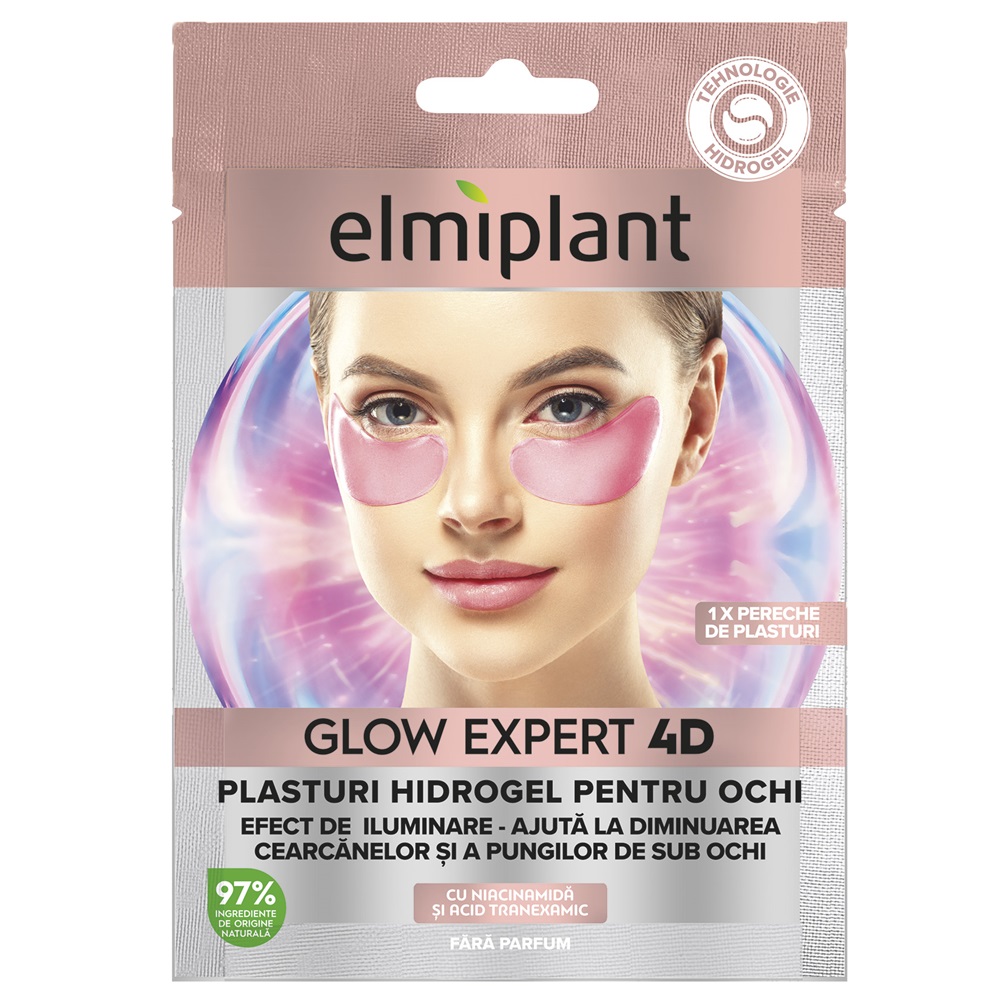 Plasturi hidrogel pentru ochi Glow Expert 4D, 1 pereche, Elmiplant