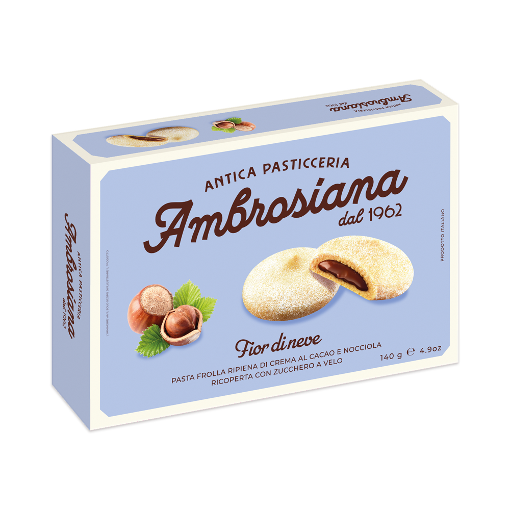 Biscuiti cu crema de cacao si alune de padure Fior Di Neve, 140 g, Ambrosiana