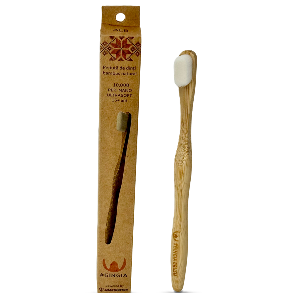 Periuta de dinti din bambus, 15+ ani Nano, 10000 peri ultrasoft, 1 bucata, Gingia