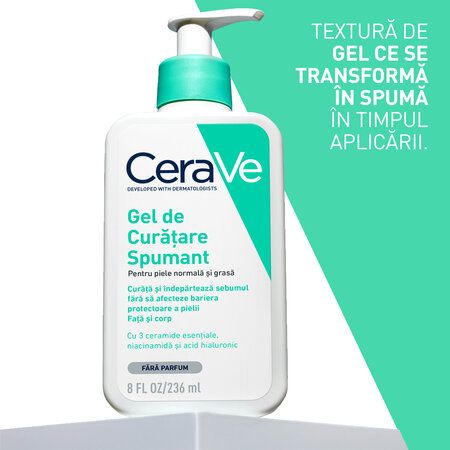 Pachet Gel de curatare spumant pentru piele normal-grasa, 236 ml + 236 ml, CeraVe 673631