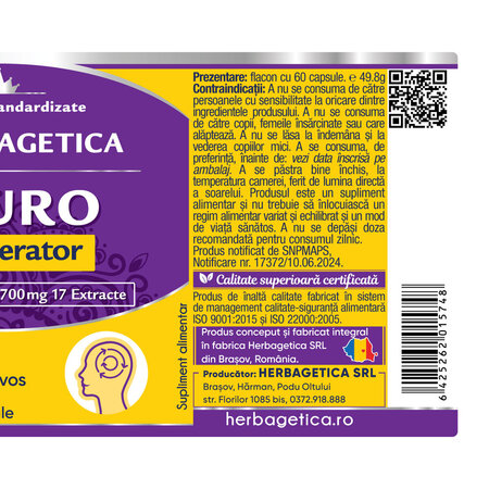 Neuro Regenerator, 60 capsule, Herbagetica 688881