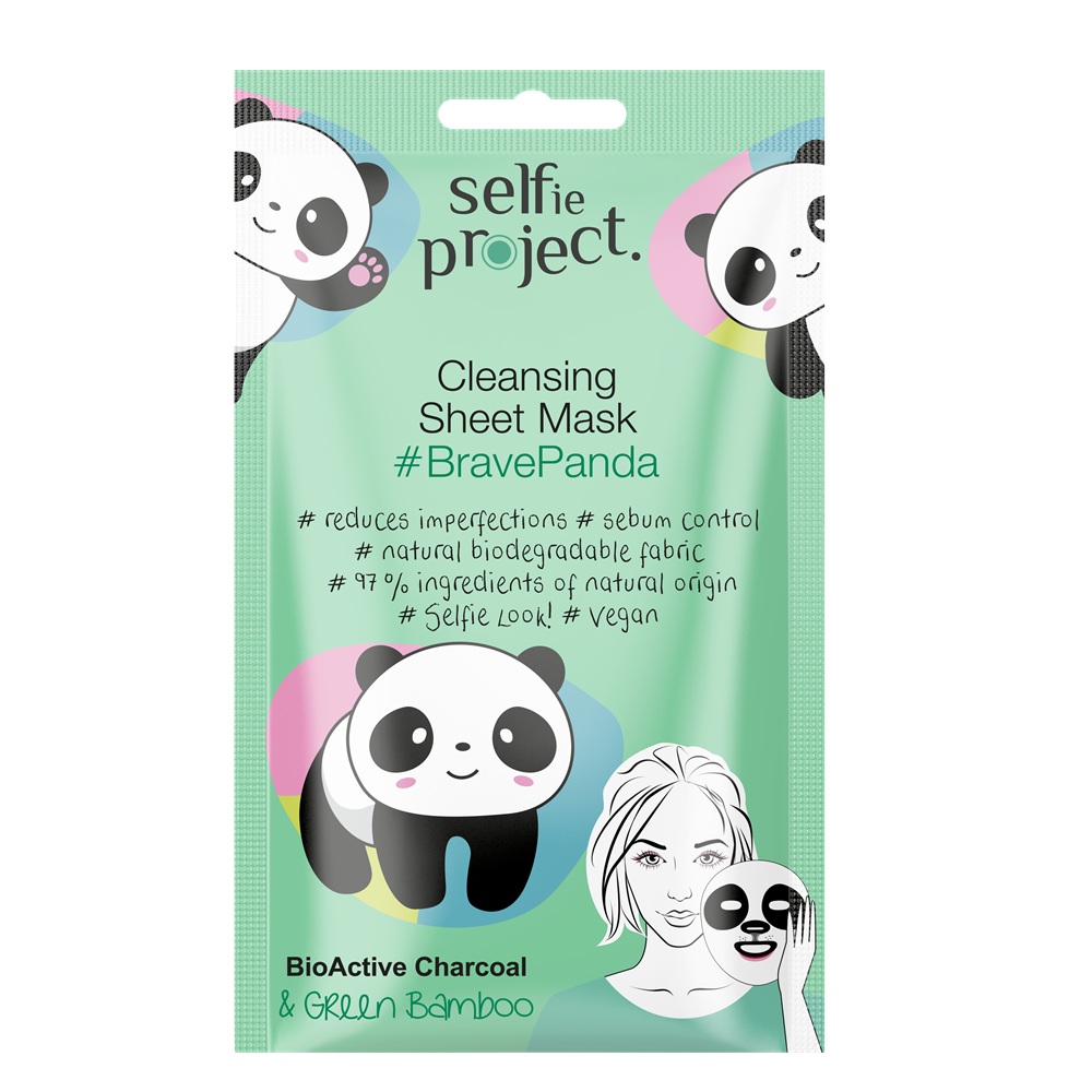 Masca de fata pentru curatare Brave Panda Animal Mask, 15 ml, Selfie Project