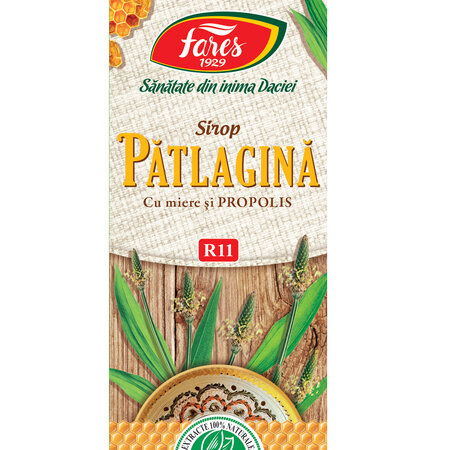 Patlagina sirop cu miere si propolis, R11, 100 ml, Fares 620778